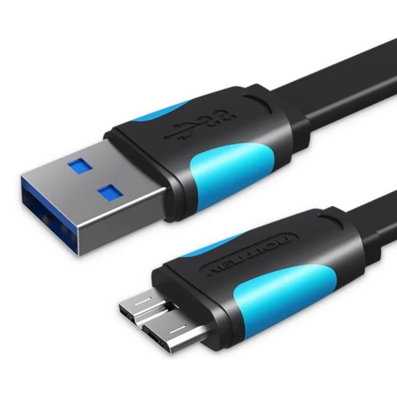Vention USB-A 3.0/M -> Micro USB-B,  ( lapos,fekete),  0,2m, kábel