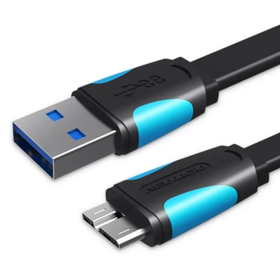 Vention USB-A 3.0/M -> Micro USB-B,  ( lapos,fekete),  0,5m, kábel