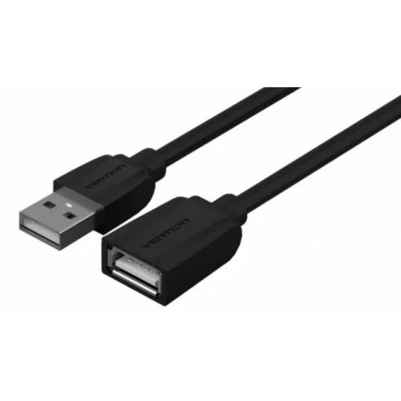 Vention USB-A 2.0/M -> USB-A 2.0/F  (hosszabbító,PVC,fekete), 0,5m, kábel