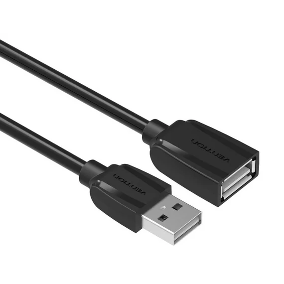 Vention USB-A 2.0/M -> USB-A 2.0/F (hosszabbító,PVC,fekete), 2m, kábel
