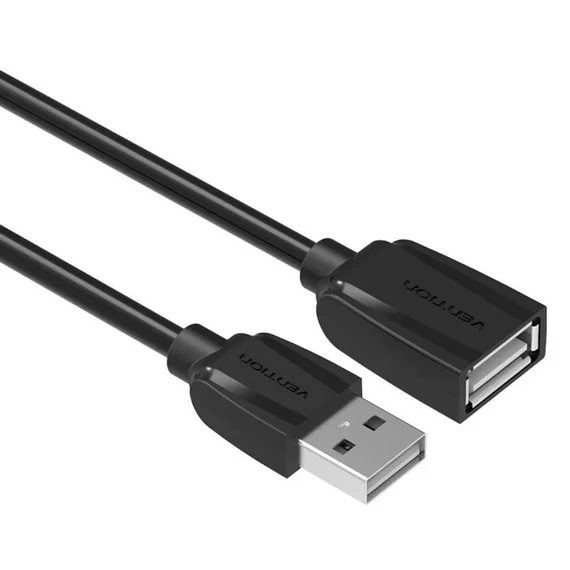 Vention USB-A 2.0/M -> USB-A 2.0/F  (hosszabbító,PVC,fekete), 3m, kábel