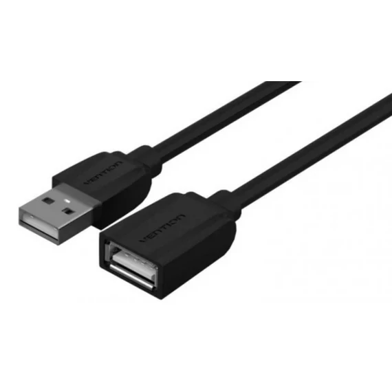 Vention USB-A 2.0/M -> USB-A 2.0/F  (hosszabbító,PVC,fekete), 5m, kábel