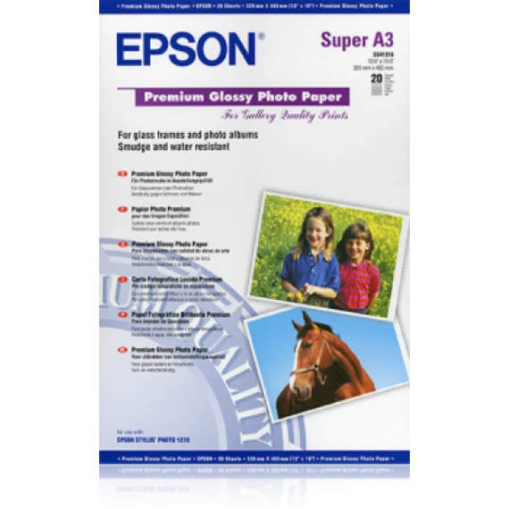 Epson prémium fényes fotópapír (A3+, 20 lap, 250g)