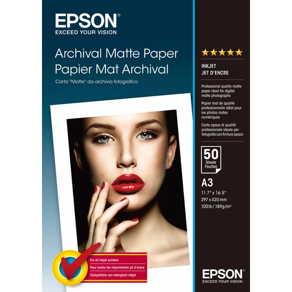 Epson matt archiváló fotópapír (A3, 50 lap 192g)