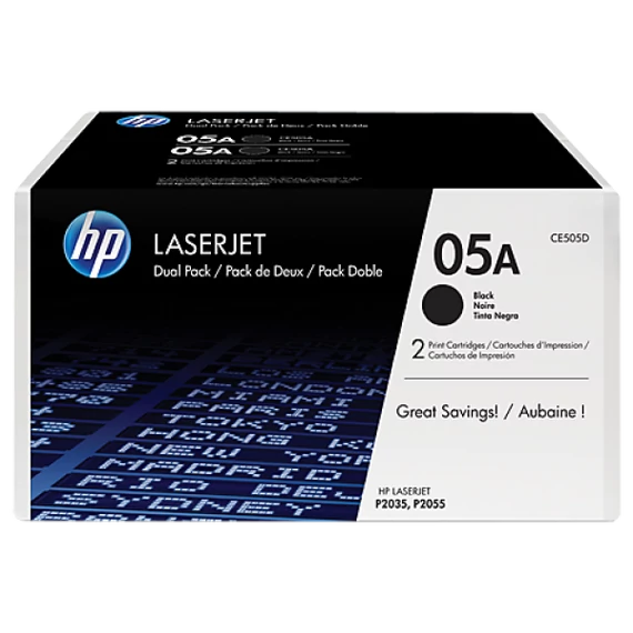 HP CE505D Toner Black 2*2.300 oldal kapacitás No.05A