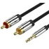 Vention 3.5mm jack/M -> 2*RCA/M,  (audio, aranyozott, fémház), 5m, kábel
