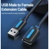 Vention USB-A 2.0/M -> USB-A 2.0/F, (hosszabbító, PVC fekete), 1m,  kábel