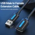 Vention USB-A 2.0/M -> USB-A 2.0/F  (hosszabbító, PVC fekete) , 1,5m, kábel