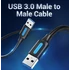 Vention USB-A 3.0/M ->  USB-A 3.0/M,  (PVC,fekete), 0,5m, kábel