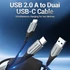 Vention USB-A/M -> 2*USB-C/M, 0,5m, (3A,60W), kábel