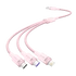 Vention USB-A 2.0/M -> USB-C/Lightning/Micro USB-B, 1,5m,(pink,6A,3in1), kábel