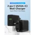 Vention USB-A+C (2port, 18W/20W,fekete), töltő